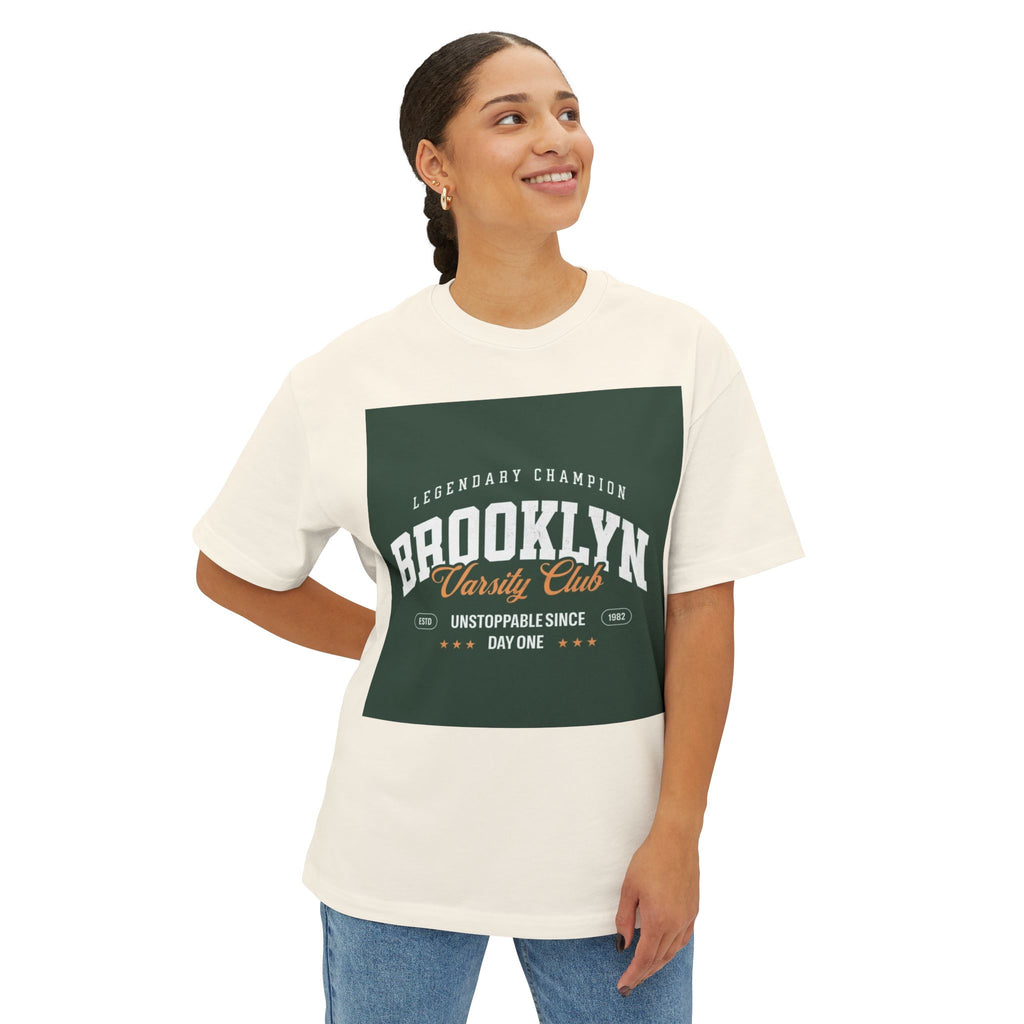 Brooklyn Varsity Oversized Tee, Casual Streetwear, Unisex Graphic T-Shirt, Perfect for Game Days, Relaxed Fit, Trendy Gift Idea